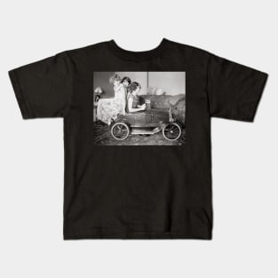 Girls with Pedal Car, 1922. Vintage Photo Kids T-Shirt